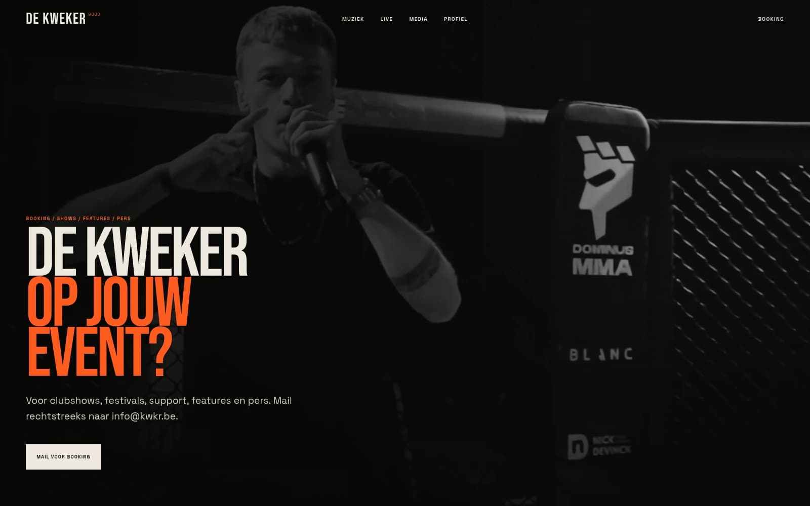 Actual kwkr.be booking page rendered from the production source